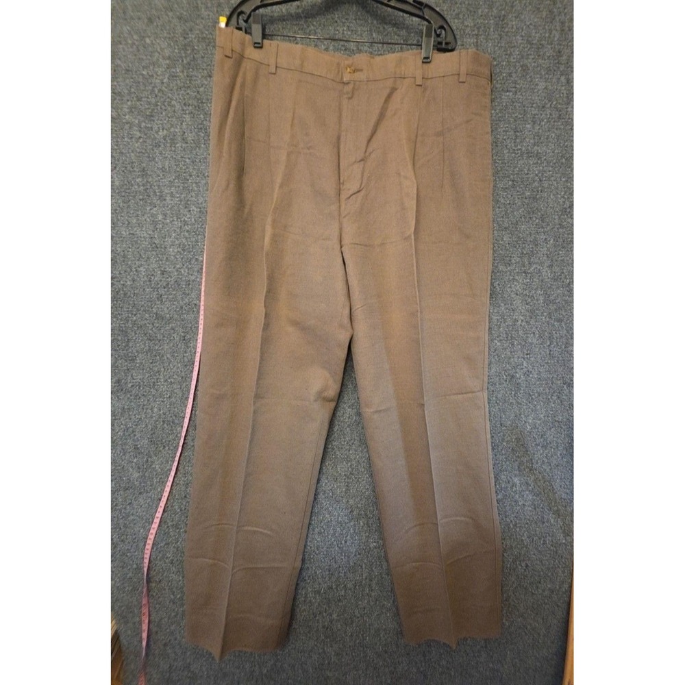 Irvine Park Dress Pants Mens 44x32 Brown Linen Cotton Pleated Big Tall Summer